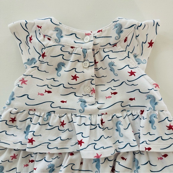Janie and Jack 3-6 Months Baby Girl Seahorse Ruffle Romper Sunsuit Summer - Picture 3 of 7